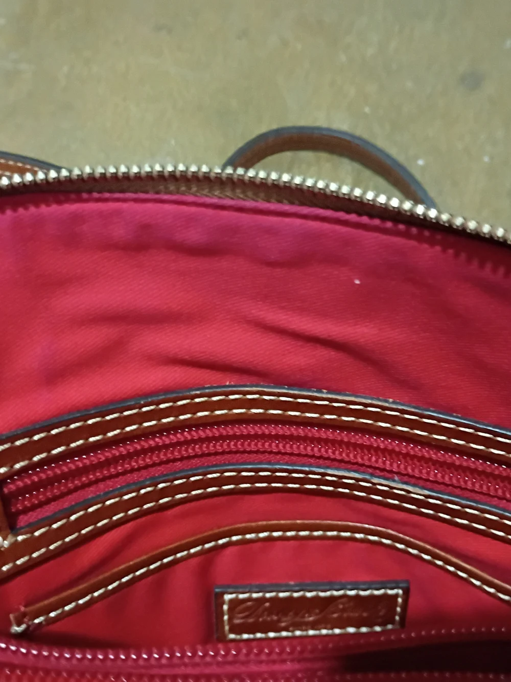 Dooney & Bourke Pebble Leather Crossbody Bag in Tan with Brown Strap